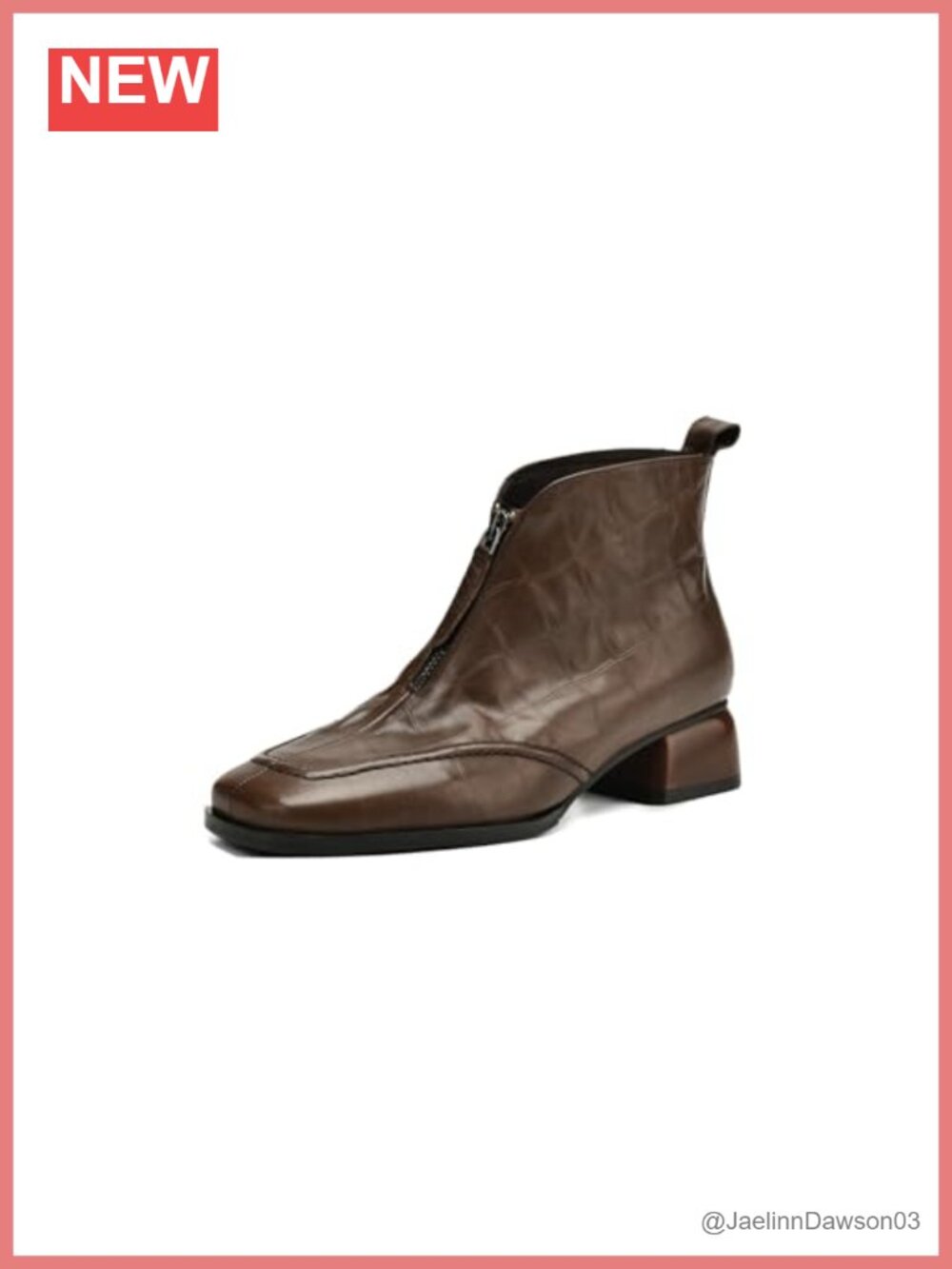 Handmade Plaid Genuine Leather Square Toe Ankle Boots